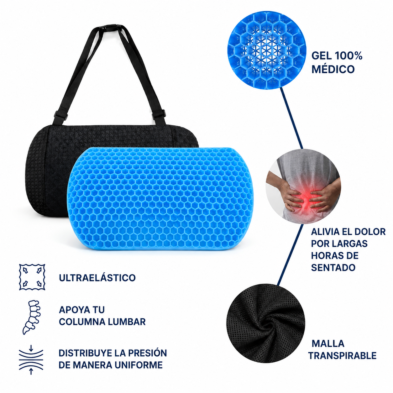 Cojín Lumbar Ergonómico de Gel - Norea Move ™